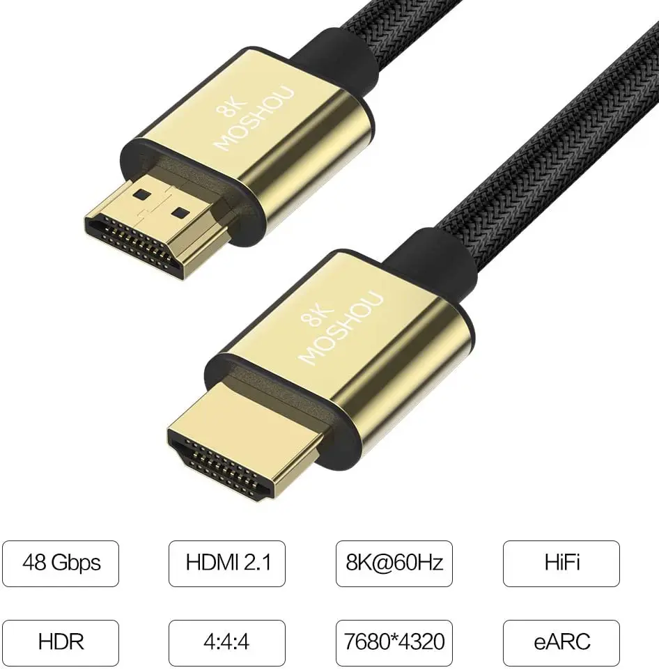 Ультравысокоскоростной HDMI кабель MOSHOU 2 1 8K 60 Гц 4K 120 3D HDR 48 Гбит/с HiFi eARC Dolby nafs HDCP2.2 для