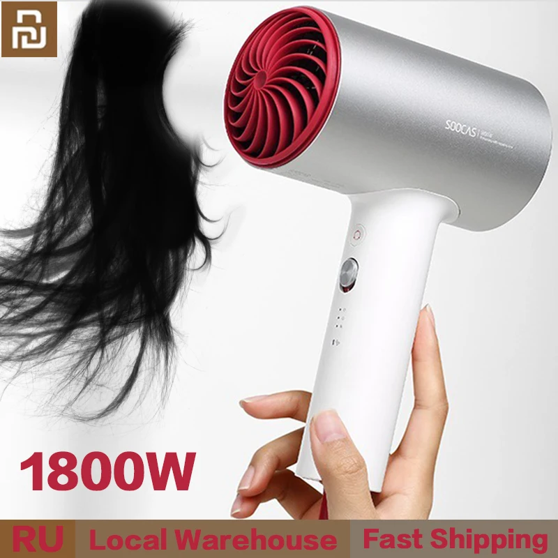 

SOOCAS Original Hair Dryer 1800W Professional Hairdryer Machine 3 Gear Wind Speed Hot And Cold Hair Styling Tools From Mi Youpin