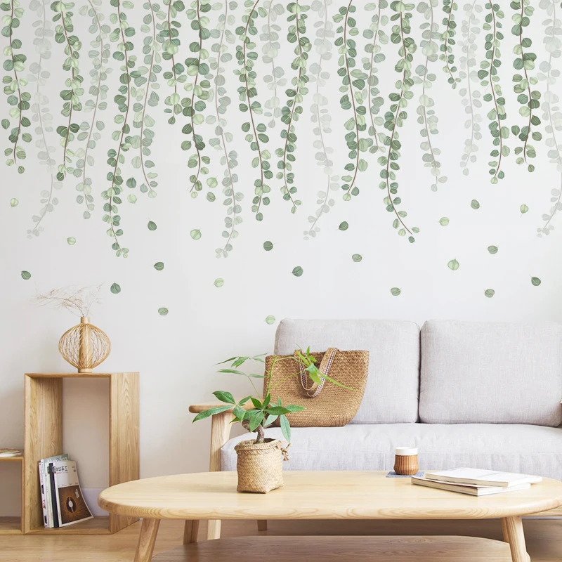 Green Leaves Wall Stickers for Bedroom Living room Dining Kitchen Kids DIY Vinyl Decals Door Murals Home Decor | Дом и сад
