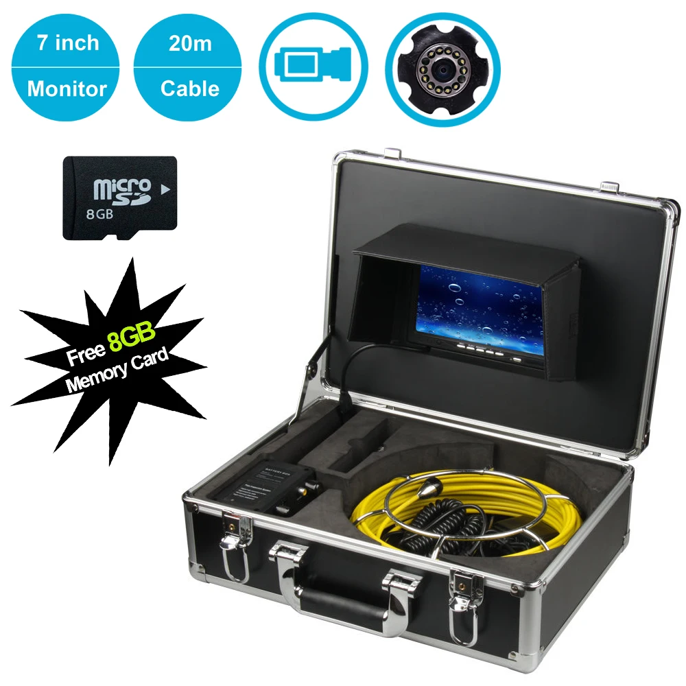 

20-50m Cable 23mm Plumbing Pipe Drain Sewer Inspection Camera System Pipeline 7inch Sewage Clean Camera Endoscope Video Camera