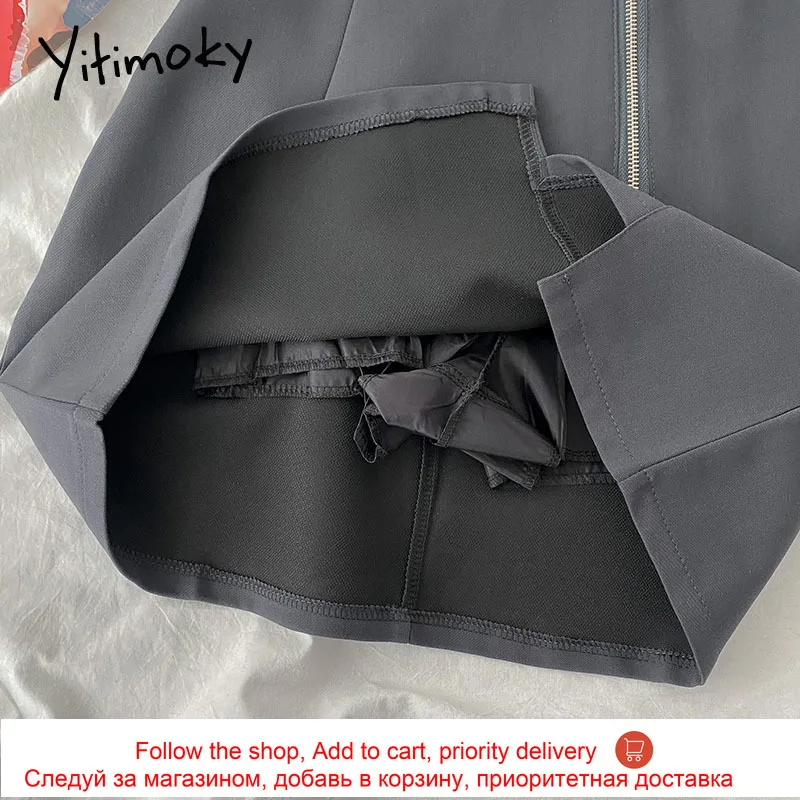 

Yitimoky Vintage Pleate Mini Skirts Womens 2021 Spring Korean Preppy Style Fashion Skirts Loose Casual High Waist A-Line Skirt