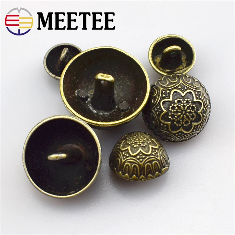 20 шт. Meetee 11 23 мм Металлические бронзовые резные кнопки в стиле ретро гриб для