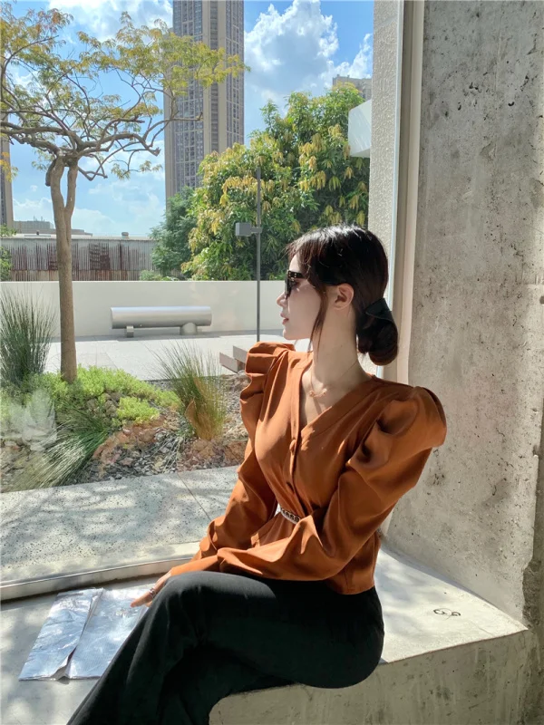 Женские рубашки с принтом МАЗ в Корейском стиле | Женская одежда