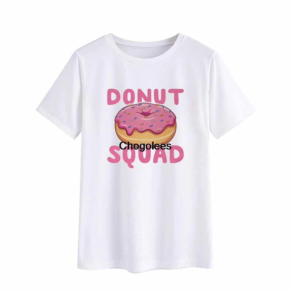 Футболка с принтом пончик Повседневная хлопковая футболка коротким рукавом |