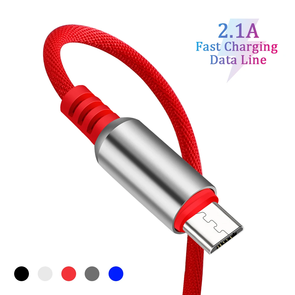 Micro USB кабель 2.1A 90 градусов под прямым углом локоть Быстрая зарядка шнур