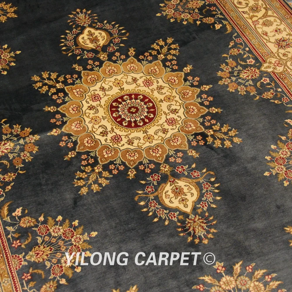 Yilong 4 'x 6' персидские шелковые коврики Китай синий ручной работы с узлом чистый