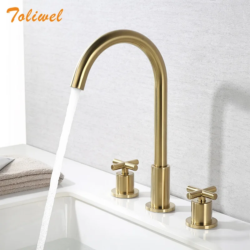 

3 шт. роскошный латунный разбросной кран для ванной комнаты уборная, бассейн, раковина кран Смеситель кран холодной горячей воды три отверст...