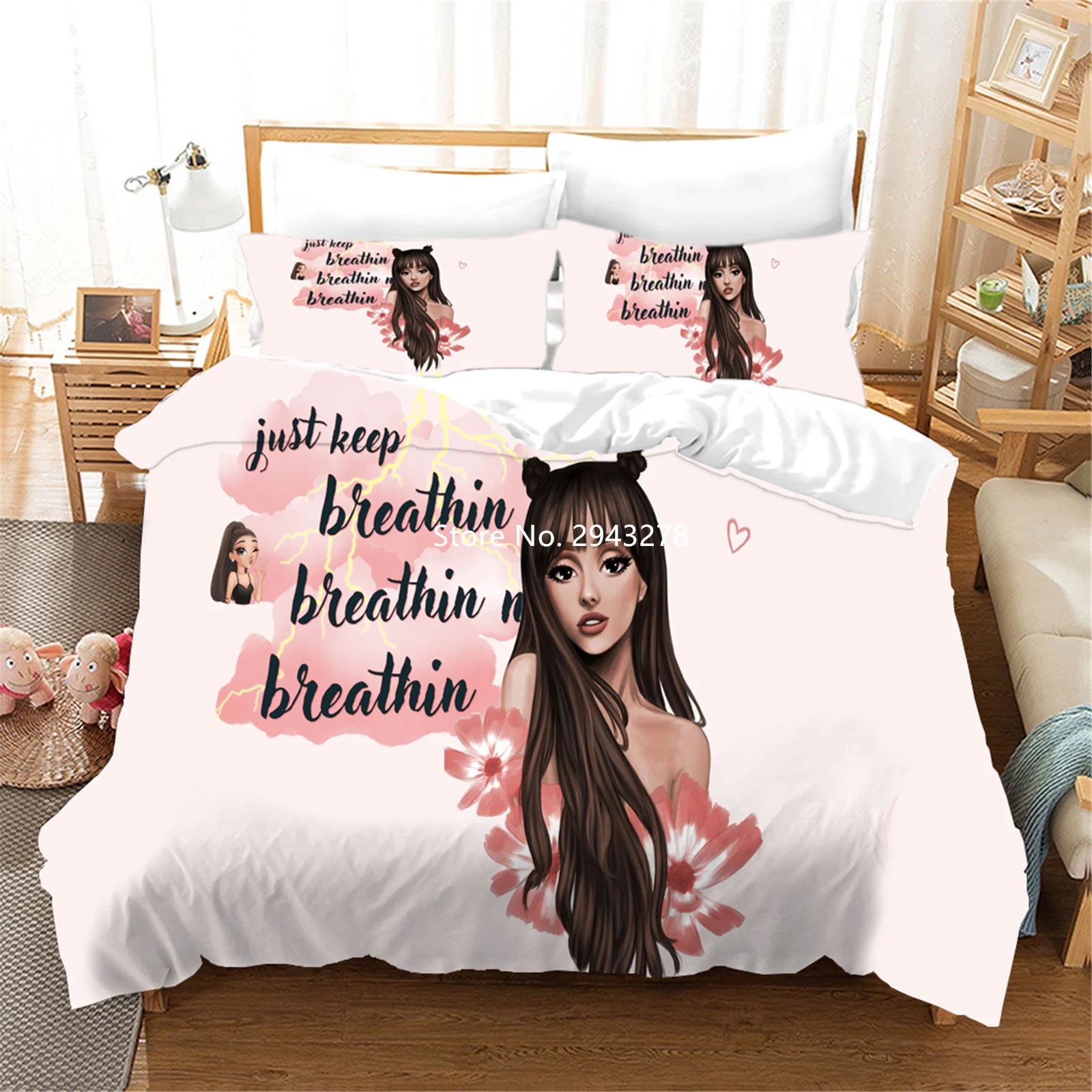 

New 3D-printed Girl Pattern Comfortable Bedding Set Cool Down Quilt Cover Pillowcase Queen Home Textile Full Size for Adults