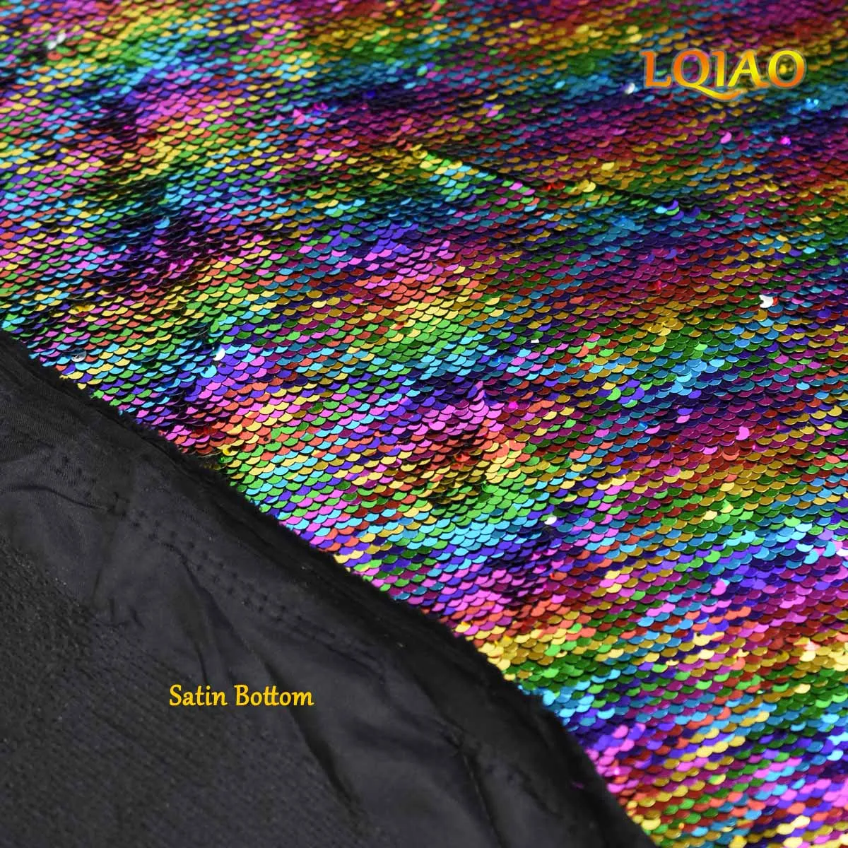 

Customize-2 pcs 3 meters rainbow silver mermaid sequin fabric