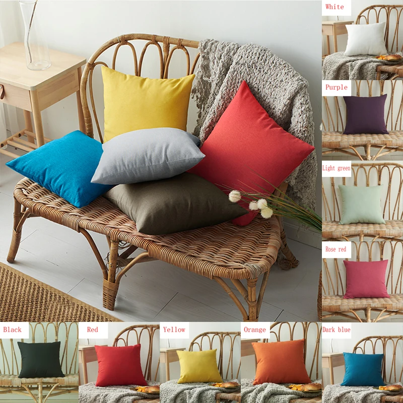 

45*45cm Waterproof Pillowcase Throw Pillow Case Sofa Back Cushion Cover Living room Hotel Washable Pillow Cases Solid Color