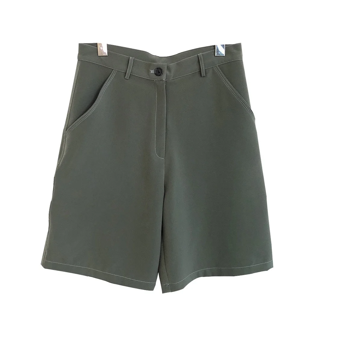 

Summer new yuppie casual street style high waist straight casual trousers loose and thin fashion five-point pants shorts women