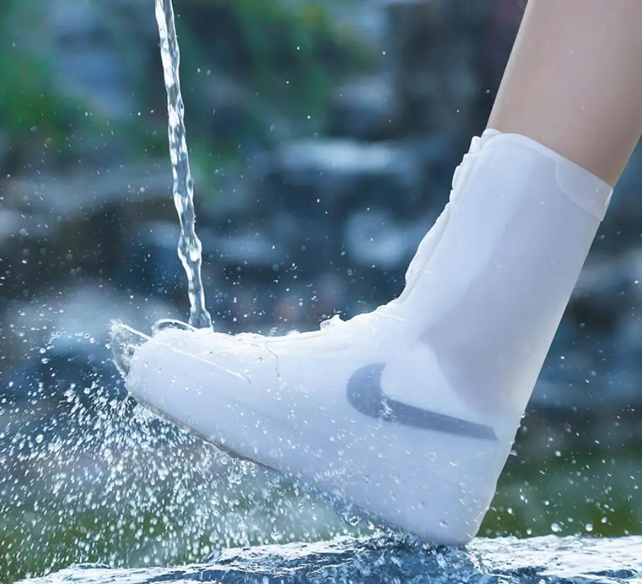 

1 Pair Waterproof Protector Shoes Boot Cover Unisex Buckle Rain Shoe Covers High-Top Anti-Slip Thicken Rain Shoes Cases
