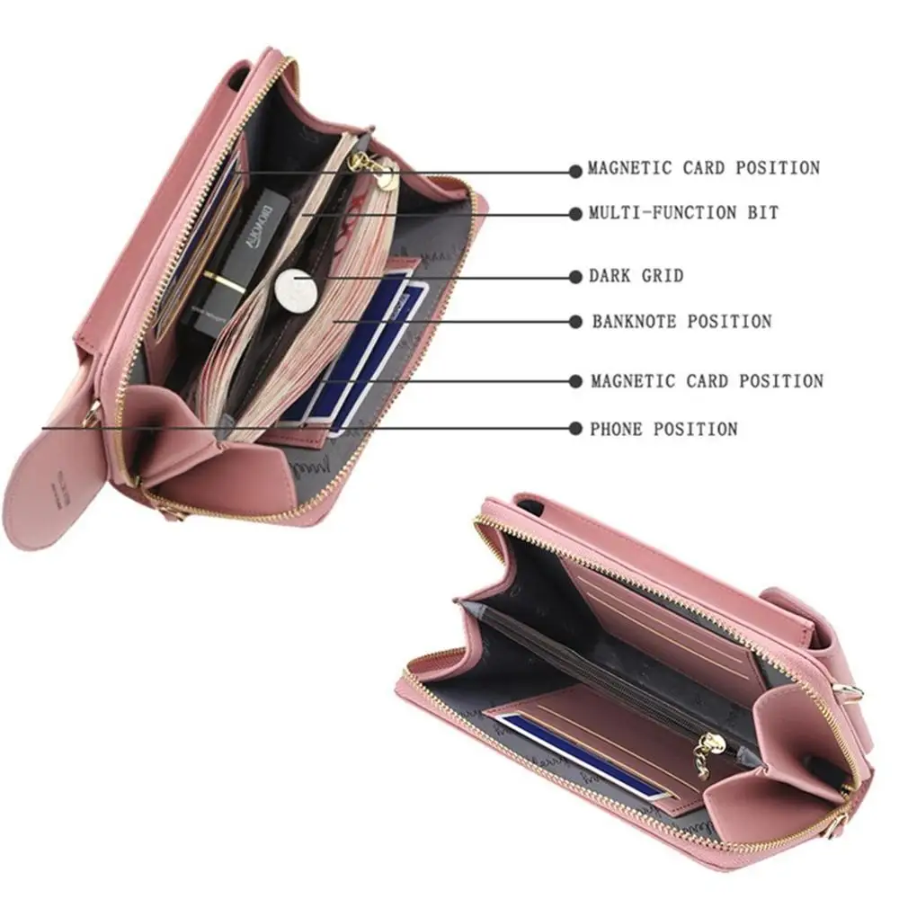 

2021 New Fashion Women Small Handbag Female Long Purse Coin Cell Phone Mobile Phone Crossbody Shoulder Bag In Macaron Colors