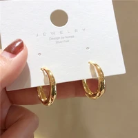 fashion elegant simple style geometric metal oval earrings temperature simple style stud earrings for girl accessories