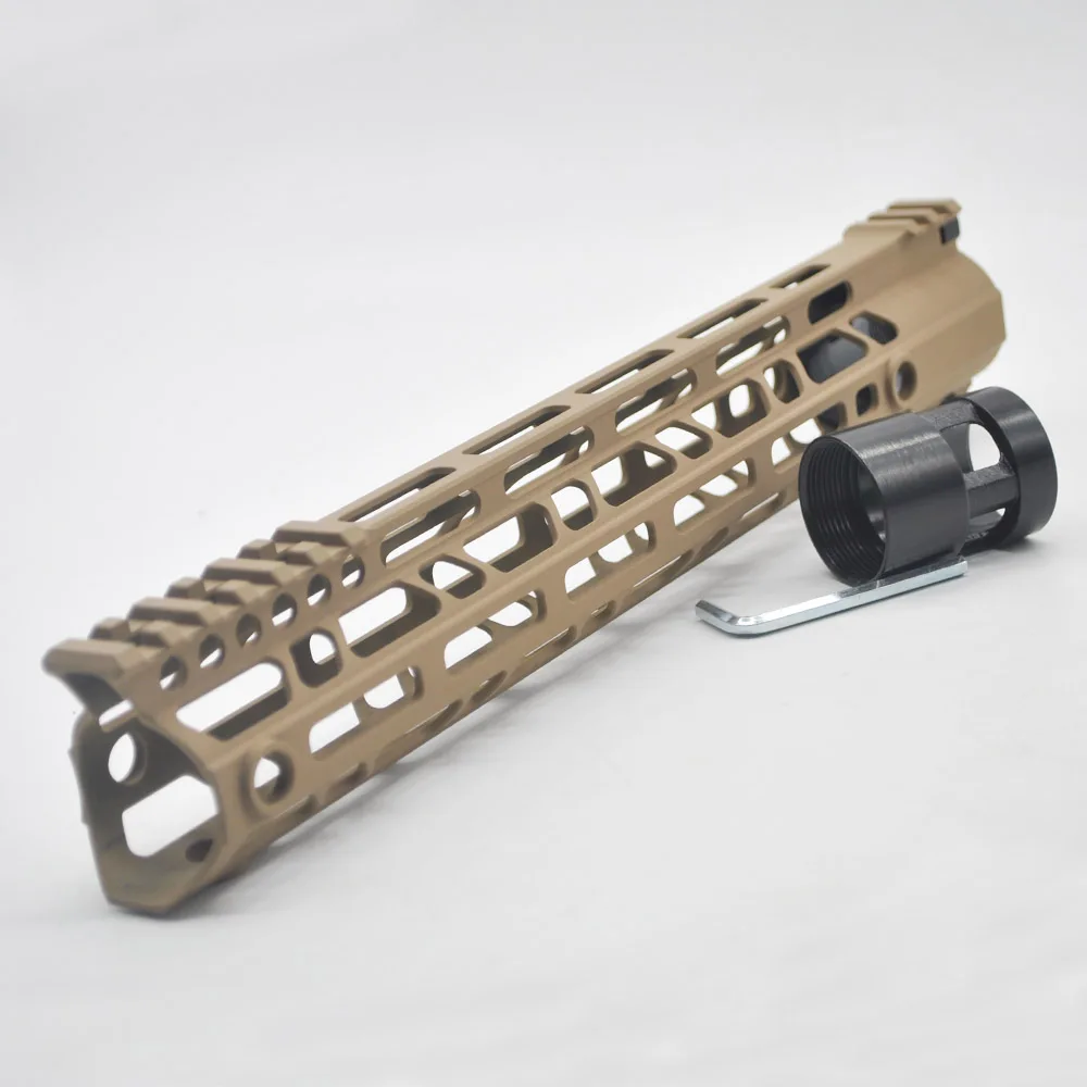 

TriRock Tan Color 12'' inch M-lok Clamping Style Handguard Rail Free Float Mount System_Fit .223/5.56 Ultralight Slim New Design