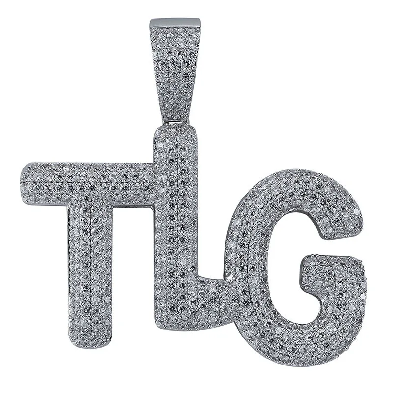 

Iced Out Letter TLG Pendant Necklace New Full CZ Zircon Fashion Designer Hip Hop Rapper Jewelry Gifts Drop Shipping