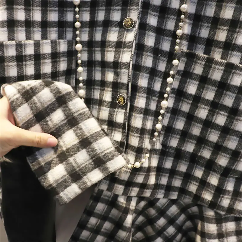 

XITAO Patchwork Plaid Pockets Ruffles Dress Women 2020 Winter Casual Fashion Style Temperament All Match Women Clothes ZY3179