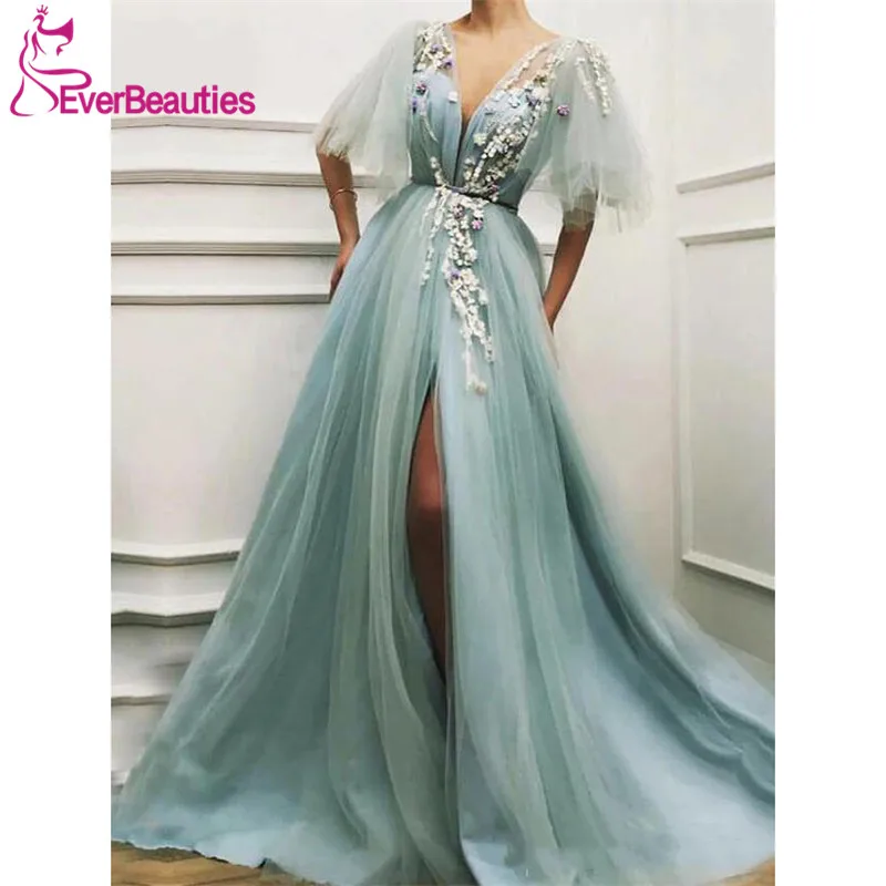

Prom Dresses Long 2021 Robe De Soiree Tulle Appliques Vestido De Fiesta De Boda A-Line Evening Dresses