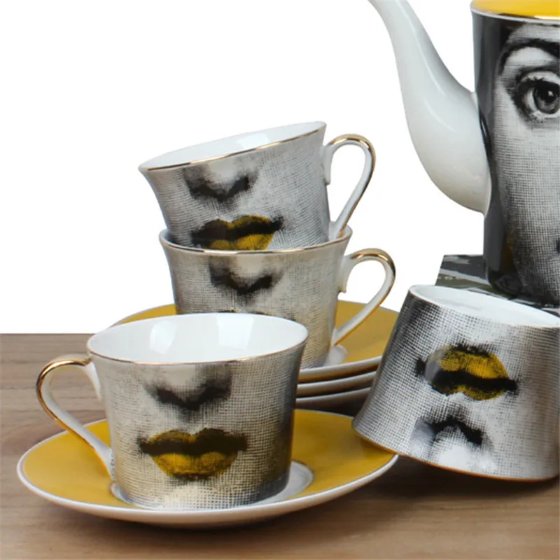 Итальянская чашка кофейная из костяного фарфора кофейный молочный кувшин ретро