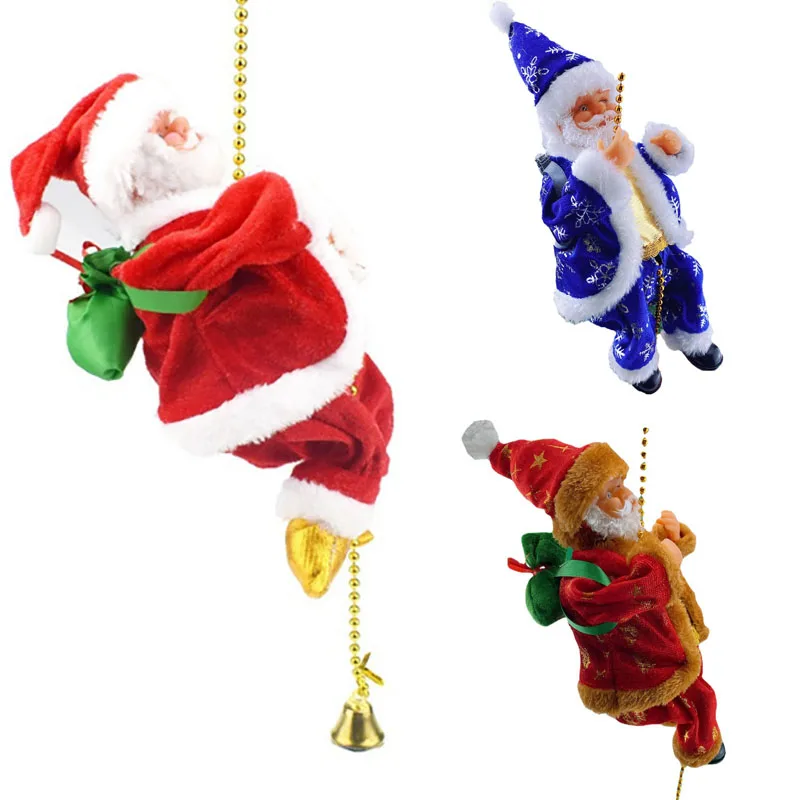

2022 New Electric Climbing Ladder Santa Claus Christmas Figurine Ornament Climb Up Beads And Go Down Repeatedly Kids Toy Gifts