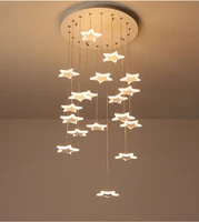 led chandelier light for villa hotel lobby loft acrylic stars lighting fixtures stairs decor hanging modern pendant lamps