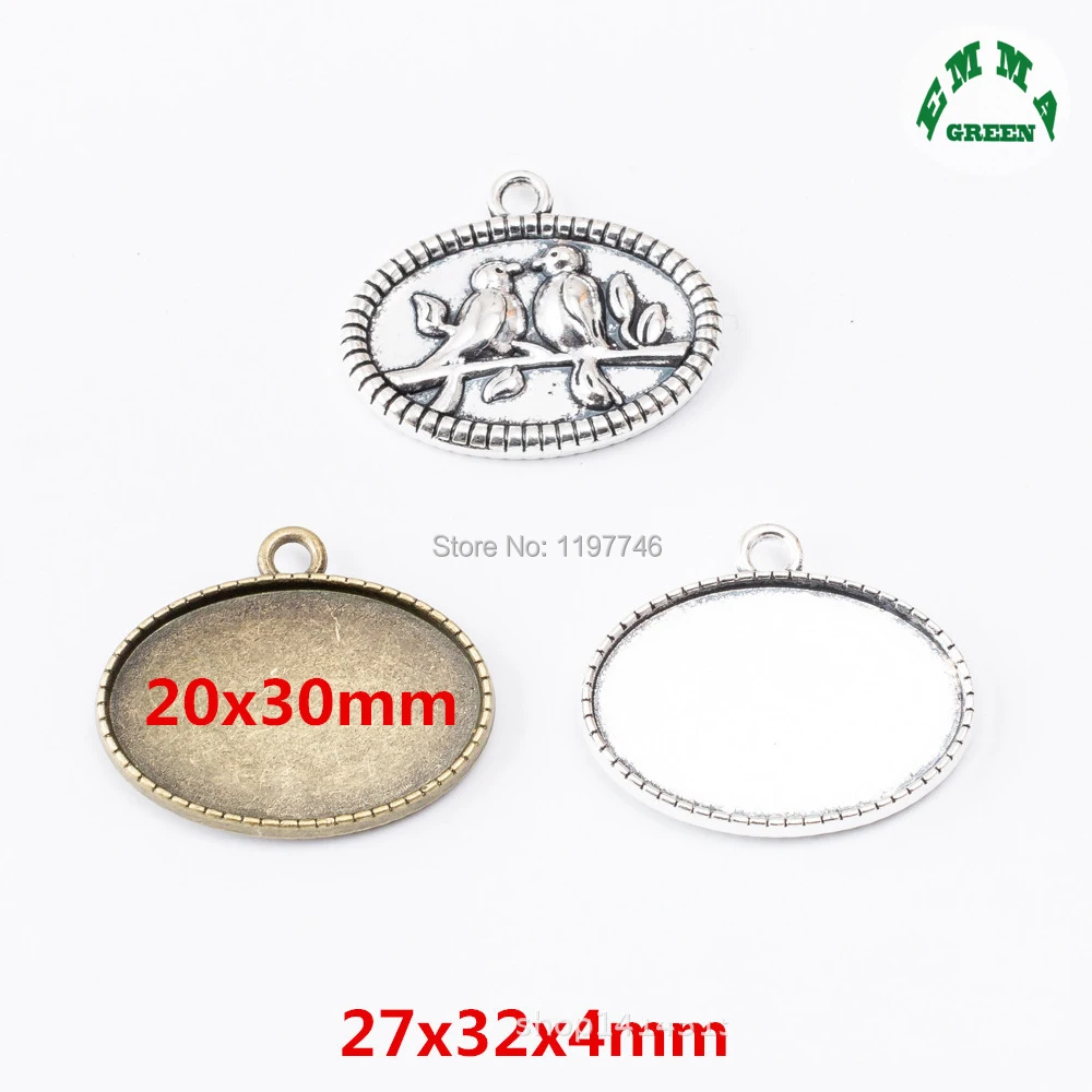 

Base Charms Vintage Base Blank 10pcs fit 20*30mm Oval Cabochon Base Setting Pendant Bezel Tray for DIY Jewelry Making Findings