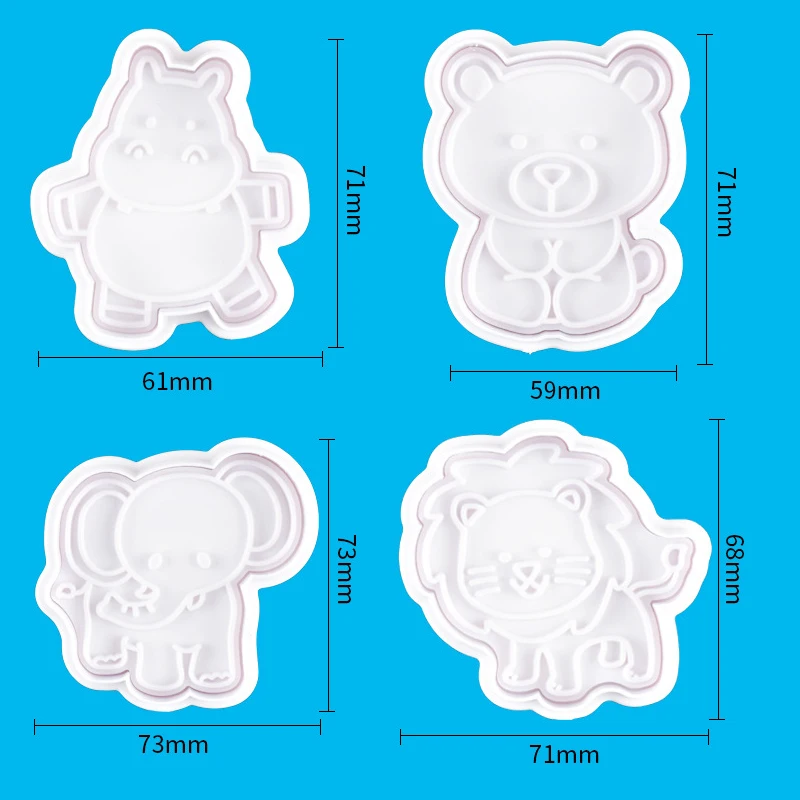 4 шт./компл. животных серии Жираф с принтом обезьяна Пластик Плунжер для сахарной