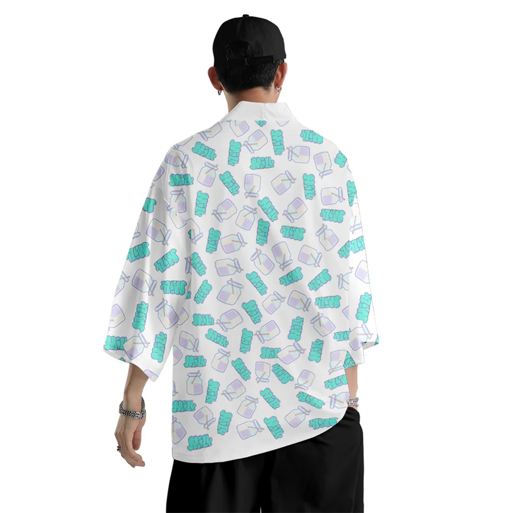 

Traditional Harajuku Streetwear Samurai Cardigan Costume Yukata Vintage Japanese Style Couple Kimono Haori Pants Set