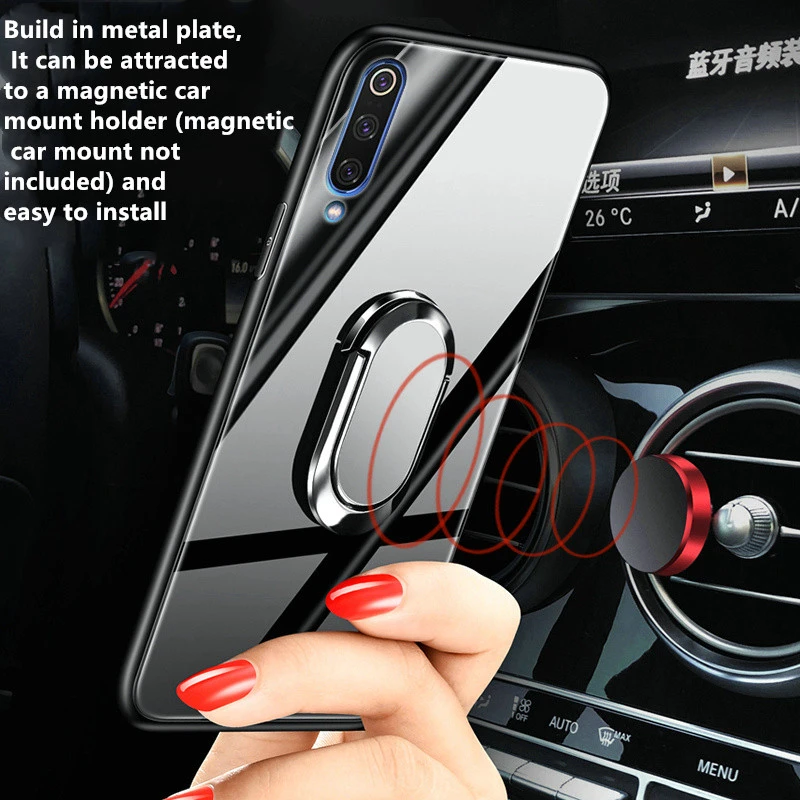 

For xiaomi redmi note 8 CC9 чехол redmi note 8 9Pro Case Tempered Glass Magnet Car Holder Cover Case For Xiaomi 9 Lite A3