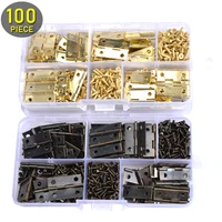 mini hinges set with screws bronze or golden color plastic box woodworking galvanized steel furniture cabinet hardware