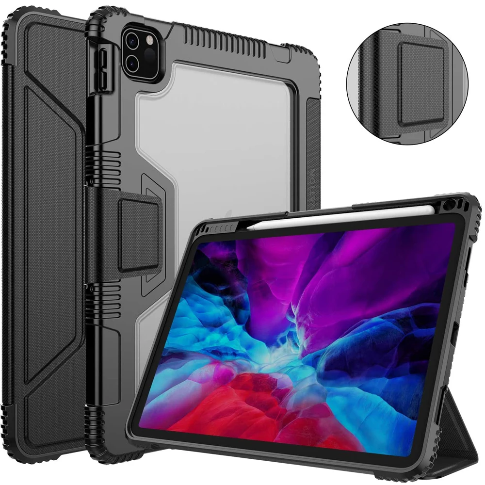 Для iPad Pro 12 9 2020 противоударный ПУ Бампер Жесткий ПК кожаный флип-чехол для чехол