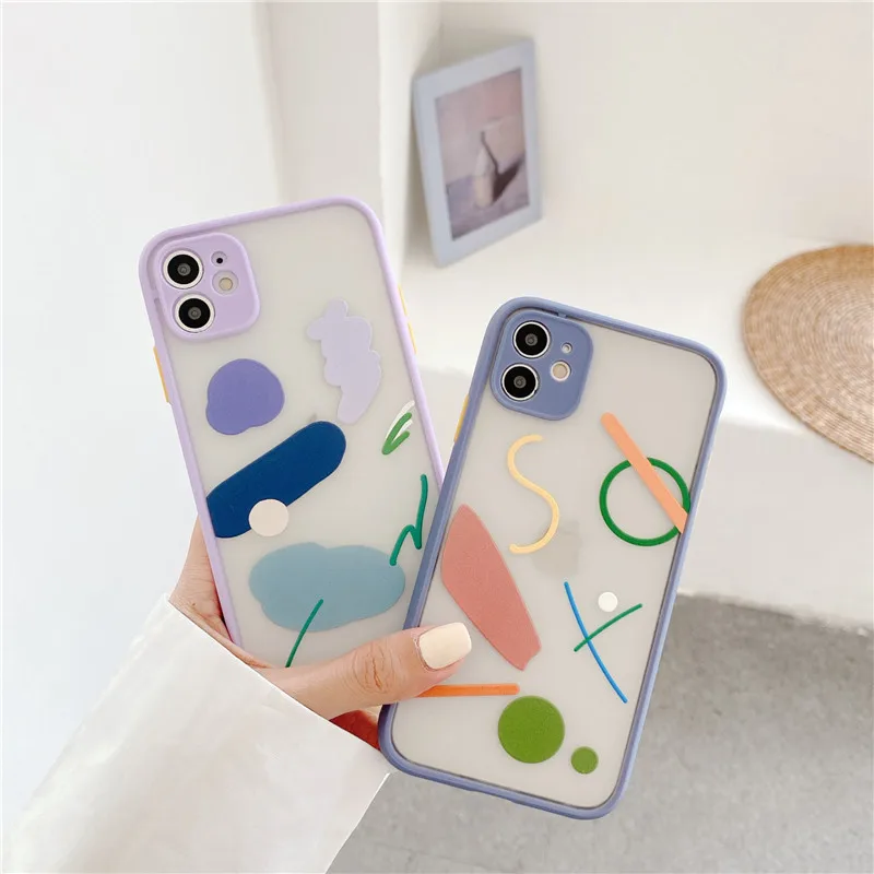 

Fashion Color Graffiti Phone Case For iphone SE 2020 7 8 plus X XR XS Max Cover For iphone 11 Pro max Cute Soft Border Back Capa
