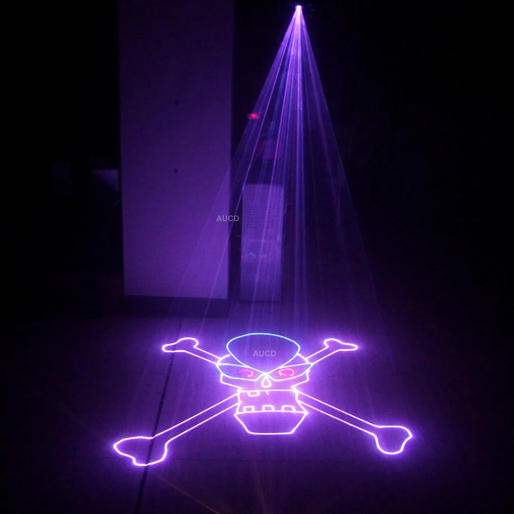 1 Вт RGB Полноцветный белый музыкальный сканер с анимационными узорами лазерный