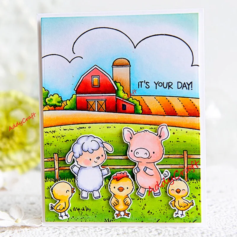 Ферма прозрачные наклейки и металлический Трафаретный вырубной штамп для