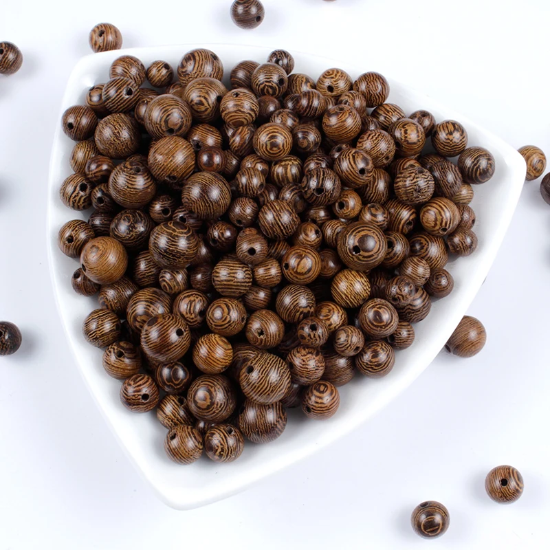 

50/100/200Pcs 6/8/10mm Wooden Beads Natural Brown Eco-Friendly Round Spacer Stripe Wood Beads for Jewelry Making Accessories