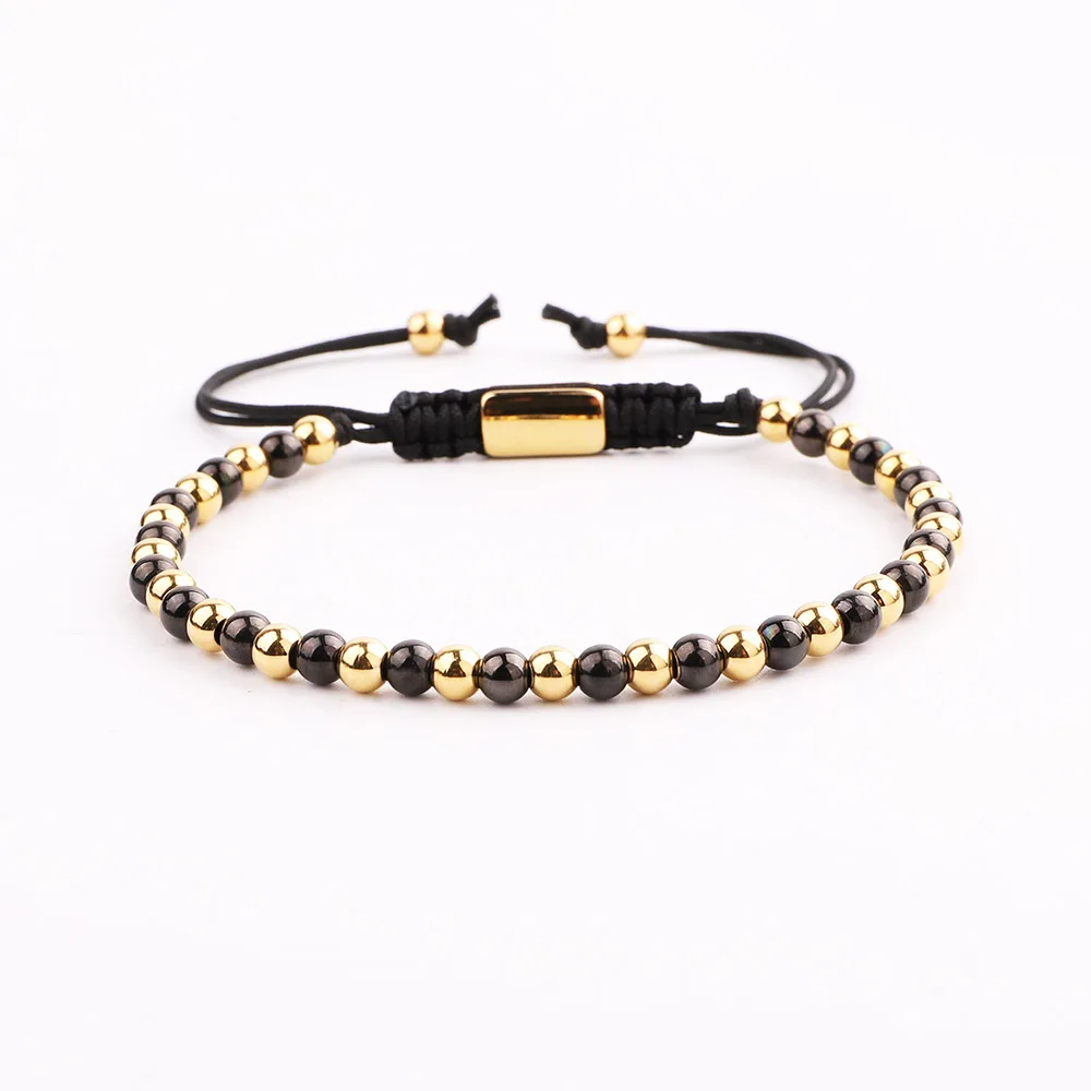 

JARAVVI High Quality Men Bracelet Simple Design 4mm Small Stainless Steel Beads Macrame Friendship Bracelet Men Jewelry Gift