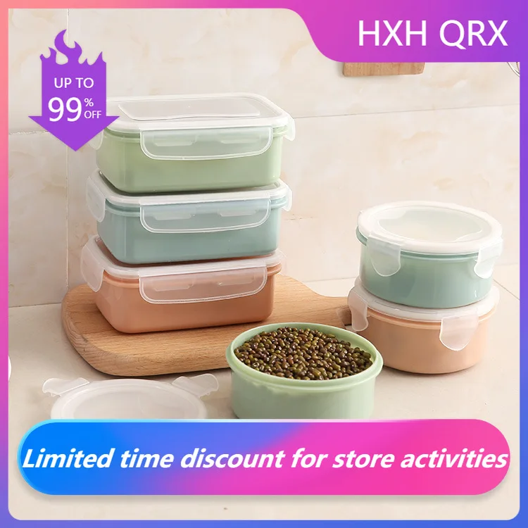 

Round Mini Refrigerator Crisper Storage Box PP Food Storage Box for Kitchen Seal Box Lunch Grains Tank Sorting Container