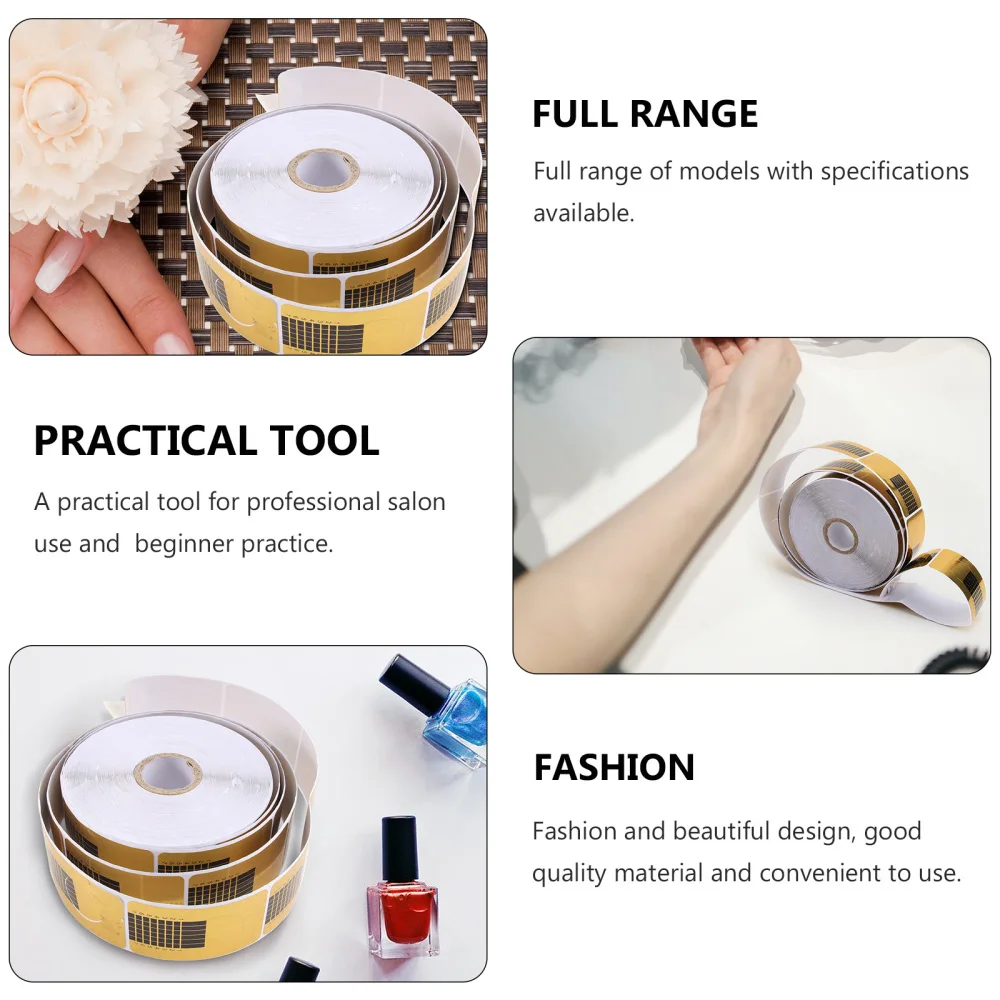 

500pcs Nail Forms Nail Art Guide Form Sticker Acrylic UV Tip Extension Golden Nail Paper Holder Nail Tool