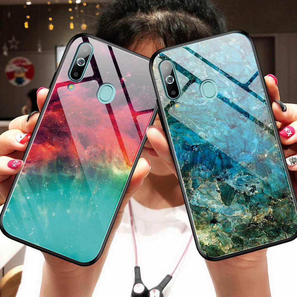 Marble Color Tempered Glass Case For Samsung Galaxy Note 10 Plus 9 A70 A50 A40 A60 A30 A20 A10 Silicone Phone Bumper |