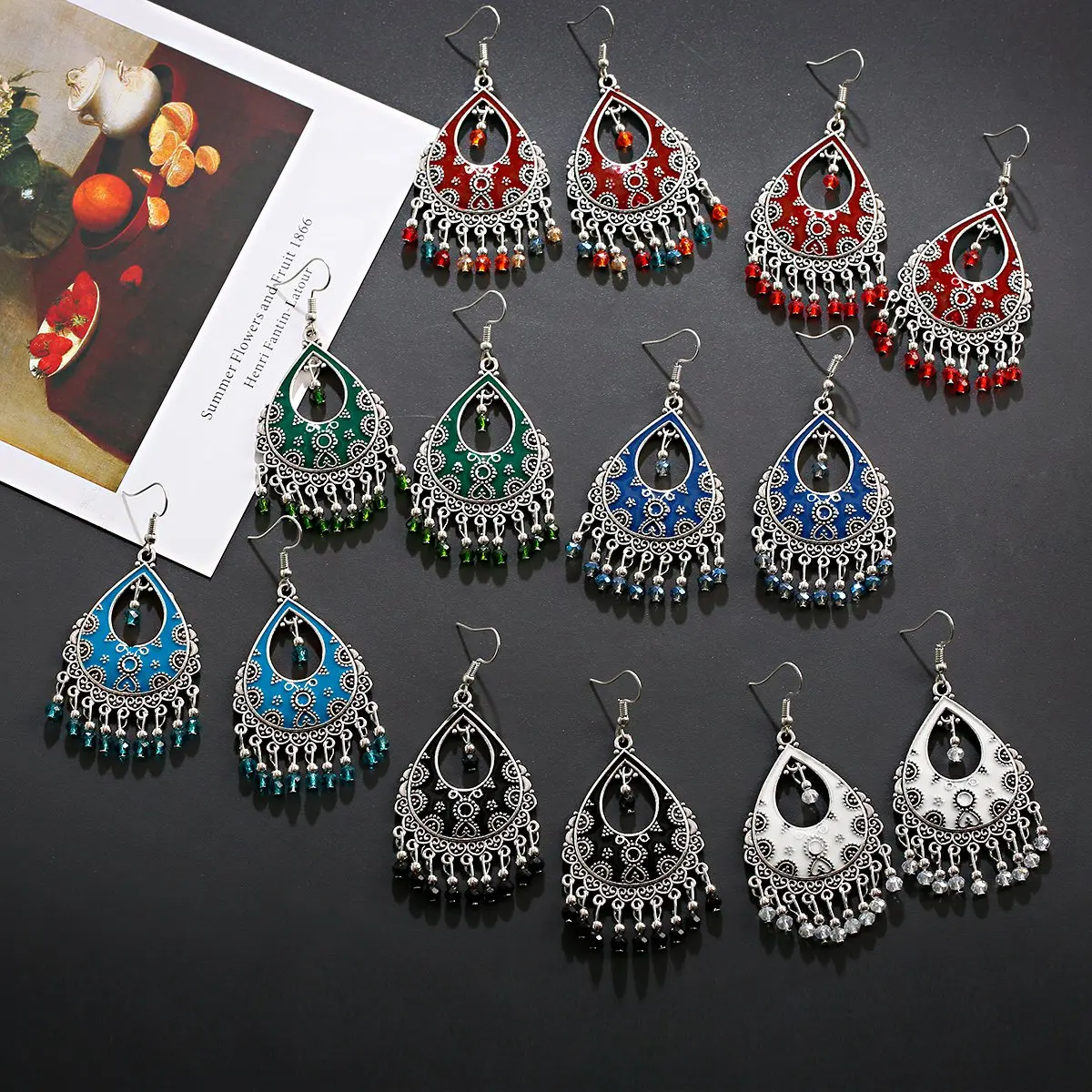 Антикварные металлические геометрические серьги в индийском стиле Jhumka Gypsy Afghan