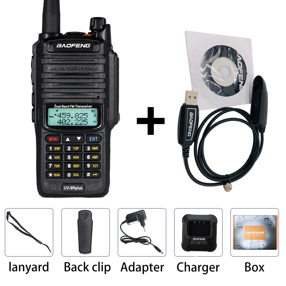 Add1 cable Мощный 10 Вт Baofeng UV-9R plus Walkie Talkie UV9R портативный CB Ham Радио 9rhp двухдиапазонный КВ трансивер 4800 мАч двухстороннее радио - Цвет: Add1 cable