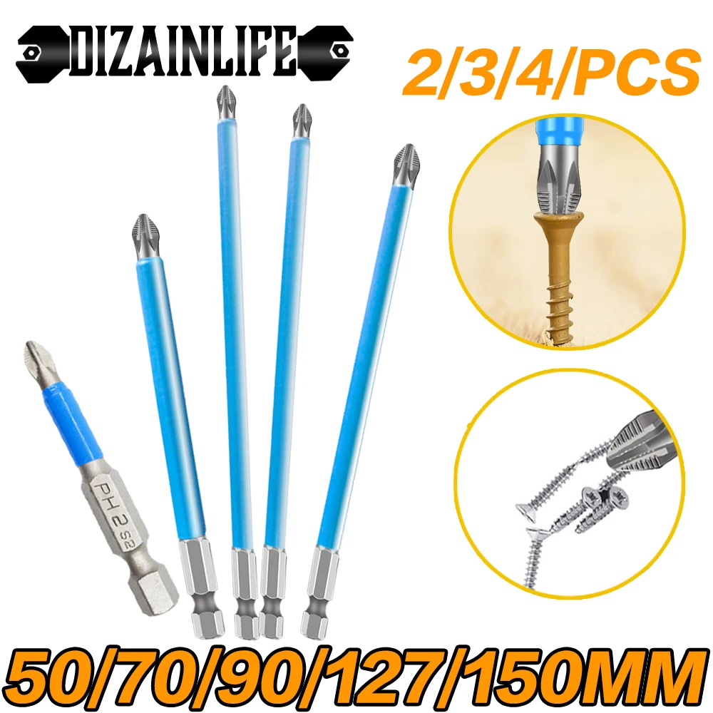 

Электроинструменты Phillips/Cross Head PH2, 1/4 дюйма, электрические насадки с магнитным шестигранным хвостовиком, Нескользящие, дальнего действия