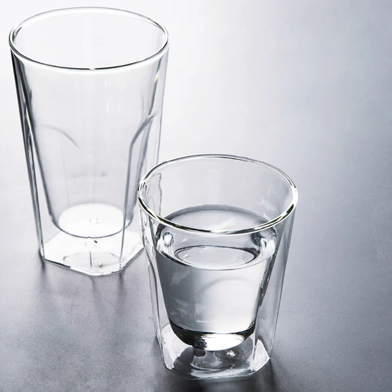 Двойная Стенка стеклянная креативная кофейная чашка кружки для сока молоко кафе