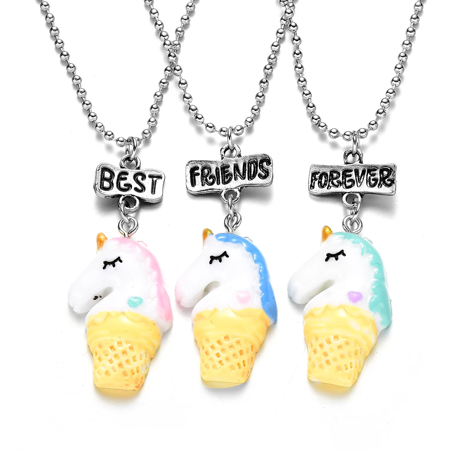 Милый комплект с ожерельем 3 horse BEST FRIENDS FOREVER Bff для детей милый кулон длинной