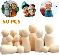 50pcs boy and girl wooden peg dolls unpainted figures diy arts crafts supplies kids baby toys home decorations