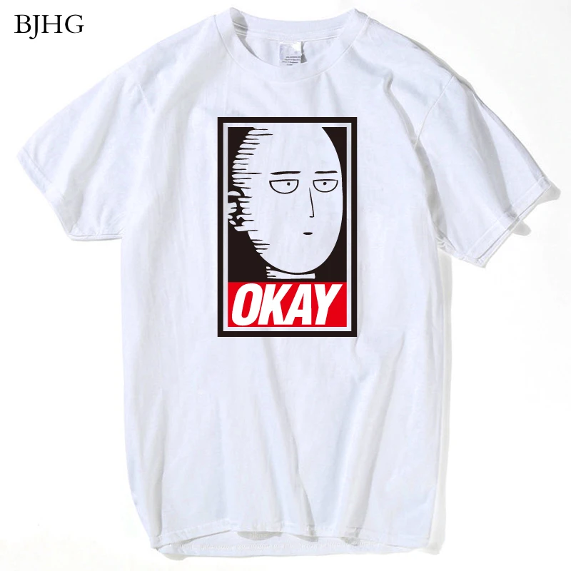 BJHG Saitama Oppai Футболка Мужская One Punch Man Hero топы Летняя мода мультфильм короткий рукав