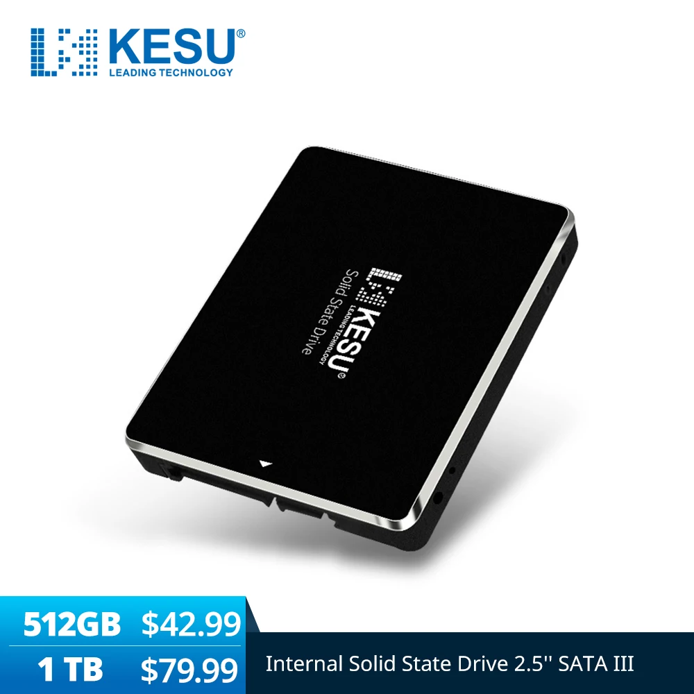 Внутренний твердотельный накопитель KESU SSD 512 ГБ 1 ТБ 2,5 дюйма SATA III внутренний SSD 128 ГБ 256 Гб жесткий диск для настольного ПК ноутбука металлический чехол