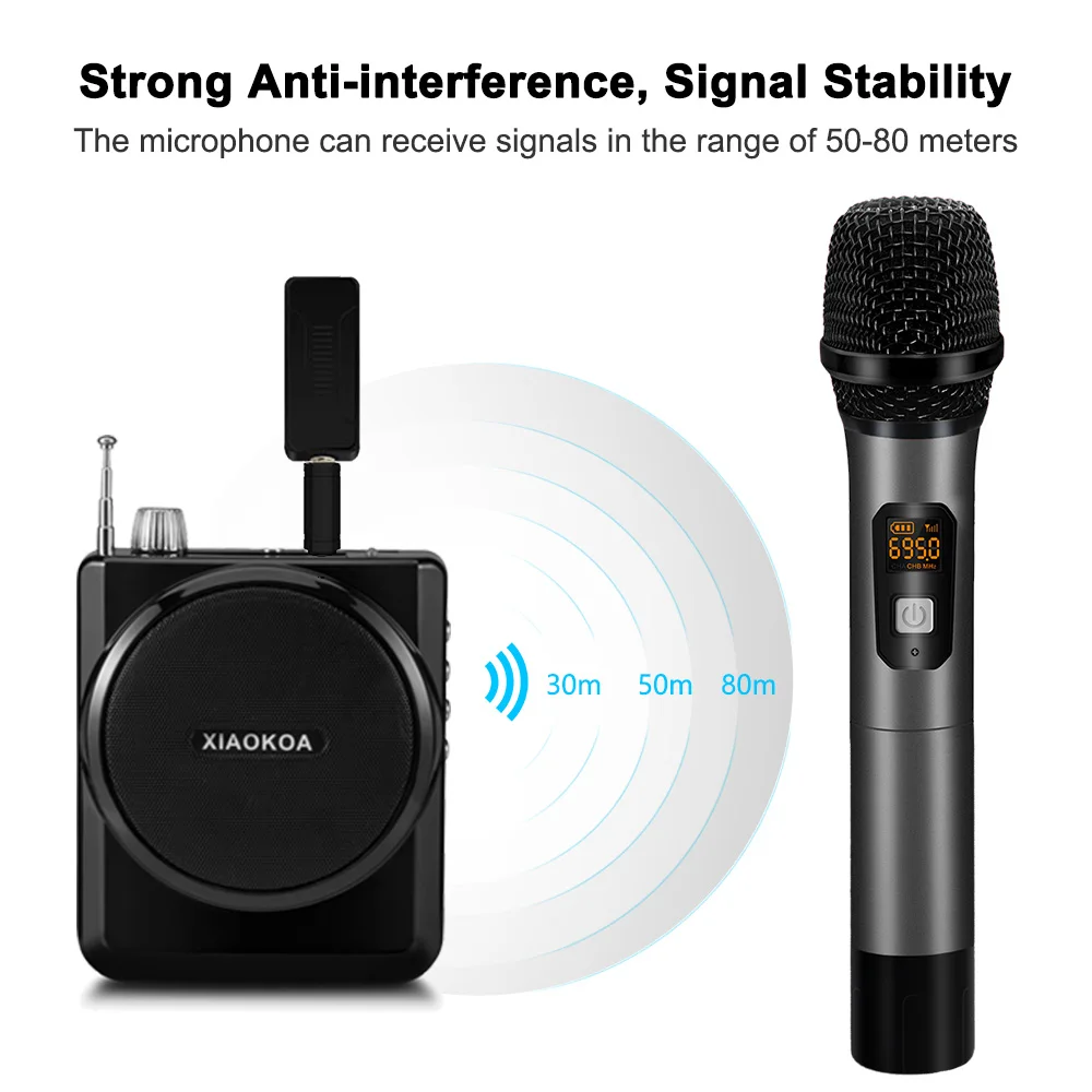 XIAOKOA UHF Ручной беспроводной микрофон, динамический портативный микрофон с цифровым дисплеем, для караоке/дома KTV/программы хост/выход