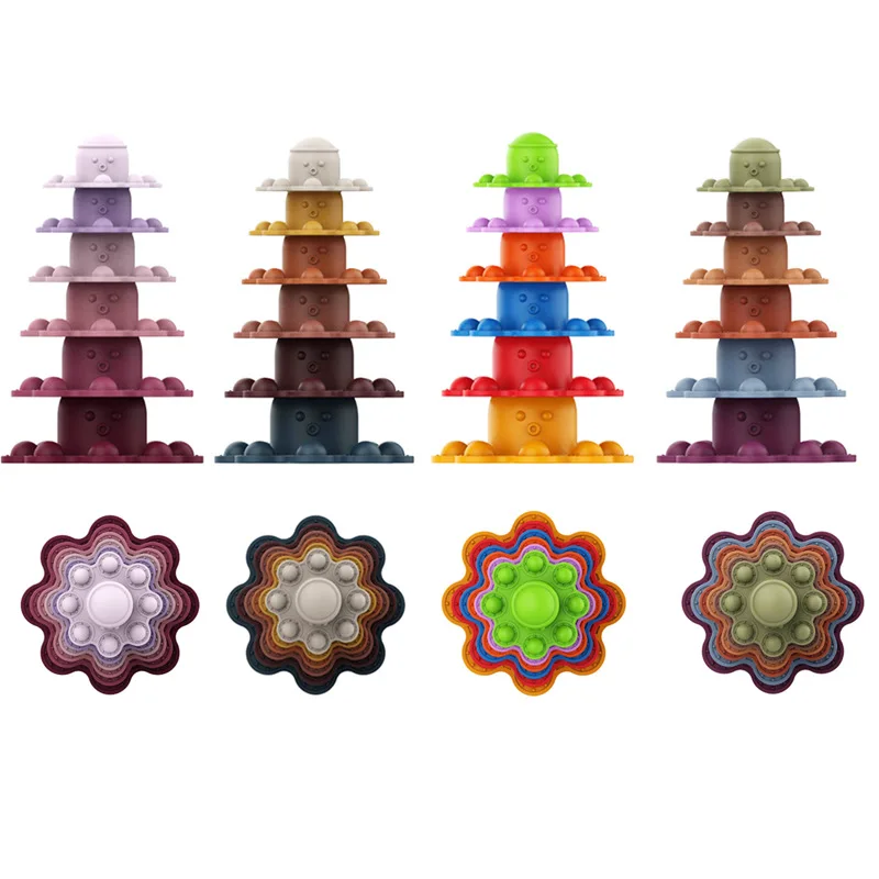 

6pcs Of Set Baby Stacking Cup Toys Interesting Early Educational Baby Bath Toys Stack Tower Gift Baby Birth Montessori Toys