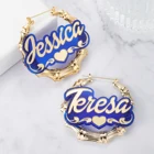 Модные красочные серьги с именем под заказ, индивидуальные серьги для девушек, акриловые лазерные серьги для пирсинга для женщин